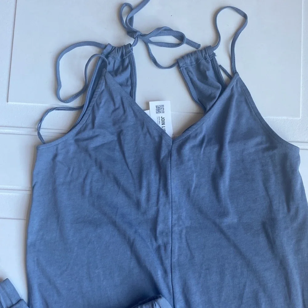 NWT Zara One Piece Jumpsuit Onsie Grey Blue Size S